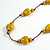 Dusty Yellow Ceramic Heart Bead Brown Cord Necklace and Drop Earrings Set/48cm L/Slight Variation In Colour/Natural Irregularities - view 7