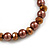 8mm/Bronze Glass Bead and Brown Faux Pearl Necklace/Flex Bracelet/Drop Earrings Set - 41cmL/4cm Ext - view 9