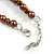 8mm/Bronze Glass Bead and Brown Faux Pearl Necklace/Flex Bracelet/Drop Earrings Set - 41cmL/4cm Ext - view 6
