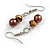 8mm/Bronze Glass Bead and Brown Faux Pearl Necklace/Flex Bracelet/Drop Earrings Set - 41cmL/4cm Ext - view 7