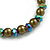 8mm/Pine Green Glass Bead and Uniform Green Faux Pearl Necklace/Flex Bracelet/Drop Earrings Set - 43cm L/4cm Ext - view 8