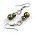 8mm/Pine Green Glass Bead and Uniform Green Faux Pearl Necklace/Flex Bracelet/Drop Earrings Set - 43cm L/4cm Ext - view 6