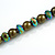 8mm/Pine Green Glass Bead and Uniform Green Faux Pearl Necklace/Flex Bracelet/Drop Earrings Set - 43cm L/4cm Ext - view 9