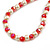 8mm/Red Glass Bead and White Faux Pearl Necklace/Flex Bracelet/Drop Earrings Set - 43cm L/4cm Ext - view 4