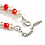 8mm/Red Glass Bead and White Faux Pearl Necklace/Flex Bracelet/Drop Earrings Set - 43cm L/4cm Ext - view 6