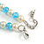 8mm/Azure Blue Glass Bead and White Faux Pearl Necklace/Flex Bracelet/Drop Earrings Set - 43cmL/4cm Ext - view 5