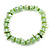 Spring Green Glass/Lime Green Shell Necklace/ Flex Bracelet (Size M) / Drop Earrings Set - 40cm L/5cm Ext - view 6