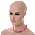 8mm/Glass Bead and Faux Pearl Necklace/Flex Bracelet/Drop Earrings Set in Pink Colours - 43cmL/4cm Ext - view 2