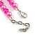 8mm/Glass Bead and Faux Pearl Necklace/Flex Bracelet/Drop Earrings Set in Pink Colours - 43cmL/4cm Ext - view 6
