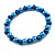 8mm/Glass Bead and Faux Pearl Necklace/Flex Bracelet/Drop Earrings Set in Blue Colours - 43cmL/4cm Ext - view 5