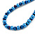 8mm/Glass Bead and Faux Pearl Necklace/Flex Bracelet/Drop Earrings Set in Blue Colours - 43cmL/4cm Ext - view 8