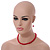 8mm/Glass Bead and Faux Pearl Necklace/Flex Bracelet/Drop Earrings Set in Red Colours - 43cmL/4cm Ext - view 2