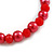 8mm/Glass Bead and Faux Pearl Necklace/Flex Bracelet/Drop Earrings Set in Red Colours - 43cmL/4cm Ext - view 8