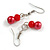 8mm/Glass Bead and Faux Pearl Necklace/Flex Bracelet/Drop Earrings Set in Red Colours - 43cmL/4cm Ext - view 6