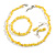 Lemon Yellow Glass/Buttermilk Yellow Shell Necklace/ Flex Bracelet (Size M) / Drop Earrings Set - 40cm L/5cm Ext