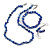 Blue Shades Glass/Shell Beaded Necklace/ Flex Bracelet (Size M) / Drop Earrings Set - 40cm L/5cm Ext - view 2