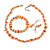 Transparent Orange Glass/Carrot Orange Shell Necklace/ Flex Bracelet (Size M) / Drop Earrings Set - 40cm L/5cm Ext
