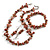 Bronze Glass/Taupe Coloured Shell Necklace/ Flex Bracelet (Size M) / Drop Earrings Set - 40cm L/5cm Ext - view 2