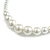 White Graduated Glass Bead Necklace & Drop Earrings Set In Silver Plating - 40cm L/ 5cm Ext - view 6
