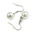 White Graduated Glass Bead Necklace & Drop Earrings Set In Silver Plating - 40cm L/ 5cm Ext - view 7