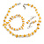 Transparent Glass/Yellow Shell Necklace/ Flex Bracelet (Size M) / Drop Earrings Set - 40cm L/5cm Ext