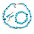 Light Blue Glass/Ice Blue Shell Necklace/ Flex Bracelet (Size M) / Drop Earrings Set - 40cm L/5cm Ext
