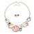 Multicoloured Enamel Rose Floral Necklace and Stud Earrings Set in Silver Tone/45cm L/6cm Ext - view 10