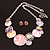 Multicoloured Enamel Rose Floral Necklace and Stud Earrings Set in Silver Tone/45cm L/6cm Ext - view 6
