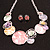 Multicoloured Enamel Rose Floral Necklace and Stud Earrings Set in Silver Tone/45cm L/6cm Ext - view 9