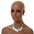 Pastel Mint Blue Enamel Leafy Necklace and Stud Earrings Set in Silver Tone - 42cm L/6cm Ext - view 3