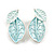 Pastel Mint Blue Enamel Leafy Necklace and Stud Earrings Set in Silver Tone - 42cm L/6cm Ext - view 10