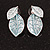 Pastel Mint Blue Enamel Leafy Necklace and Stud Earrings Set in Silver Tone - 42cm L/6cm Ext - view 6