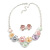 Multicoloured Enamel Daisy Floral Necklace and Stud Earrings Set in Silver Tone - 44cm L/6cm Ext - view 10
