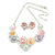 Multicoloured Enamel Daisy Floral Necklace and Stud Earrings Set in Silver Tone - 44cm L/6cm Ext - view 2