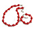 Simulated Pearl and Glass Bead Short Necklace & Bracelet Set in Red/ 38cm L/ 5cm Ext (Natural Irregularities) - view 2