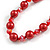 Simulated Pearl and Glass Bead Short Necklace & Bracelet Set in Red/ 38cm L/ 5cm Ext (Natural Irregularities) - view 6