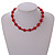 Simulated Pearl and Glass Bead Short Necklace & Bracelet Set in Red/ 38cm L/ 5cm Ext (Natural Irregularities) - view 5
